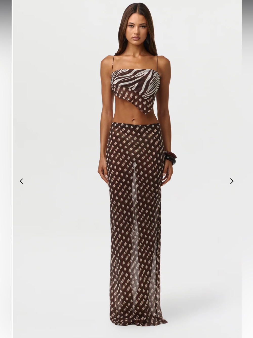 Naked wardrobe chiffon print maxi skirt